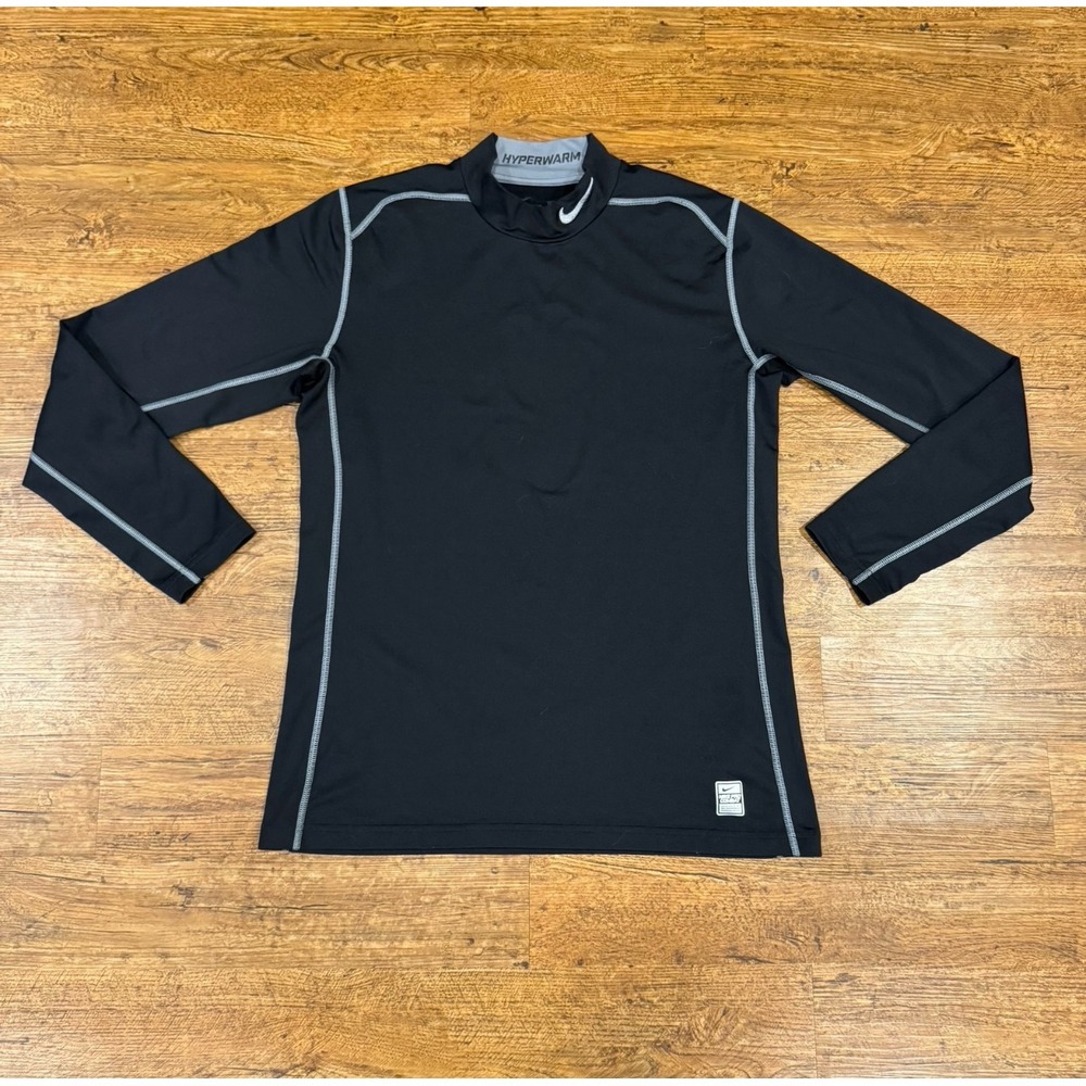 Nike Pro Combat Hyperwarm Fitted Mock Neck Swoosh Logo Thermal T Shirt Men's L - Picture 2 of 10